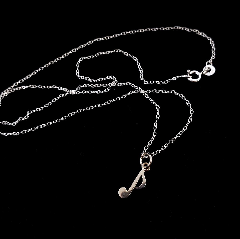 Genuine sterling silver music note pendant necklace musical